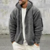 Herrjackor 2024 Autumn Winter Casual Loose Fleece For Men fluffy rockar Vintage dragkedja huvjacka män tjock varm kappa streetwear