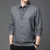 Mode Men Fleece Warm Striped Polo Shirt Spring Autumn Korean Street Male Clothes Business Casual Cortile Long Sleeve Tops 240105