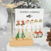 Stud Küpe Moda Noel Seti Kadınlar için Pırıl Plan Zirkon Elk Ağacı Noel Baba Kardan Adam Küpe Takı