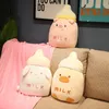 Kawaii Plushie bébé bouteille de lait avec couverture en peluche jouet tasse de lait en peluche oreiller doux enfant câlin décor maison coussin cadeaux 240105