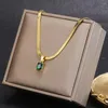 Chains Elegant Zircon Emerald Pendant Fashion Beautiful Attractive Engagement Necklaces Retro Green Women