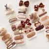 Hair Accessories 4pcs Korean Milk Tea Sweet Clip Fabric Bow Children's Side Cute Everything Girls Cartoon Set Tiara