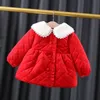 Down Coat Winter Baby Girls Single Breasted Solid Color Round Neck Fur Collar Padded For Children Drop Delivery Otcen