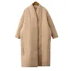Winter designer nieuwe losse verdikte cape type minimalistische stijl revers 90 witte eendendons lange jas dames grote naam jas met riemHV50 3AB40