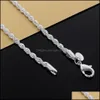 Link Kette Luxus M 4mm 925 Sterling Silber Armbänder 8 Zoll Frauen Twisted Seil Armband Wrap Armreif Für Männer S Mode Schmuck Drop D Otwk2