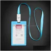 Party Favor 5 Colors Plastic Card Holder Favor Folor Student ID Storage Bag Vertical Office Arbetskort med Lanyard Drop Delivery Home DHP0D