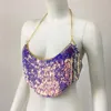 Kvinnors tankar Summer Party Sexig Bright Croped Sleeveless Tank Tops Shiny Going Out Top Music Festival Fashion Camisole
