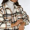 Kvinnors ytterkläder Fashion Plaid Woolen Coat Long Sleeve Plaid Print Button Open Front Long Cardigan Ytterkläder 231229