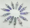 Jewelry Natural Gem Stone Quartz Crystal Fluorite Citrine Hexagonal Pendulum Reiki Charm Pendants Diy Jewelry Making Necklaces 24pcs