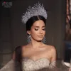 Luksusowe Dubaj Arabskie nakrycia ślubne korony błyszczące dhinestone narzeczone Wedding Hair Akcesoria włosów Women Tiara Queen Jewelry AL7805