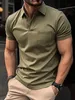 Camisa polo masculina de verão com bolso com zíper, manga curta, lapela sem costura resistente a rugas, pode ser combinada com qualquer coisa 240105