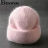 Beanieskull Caps Fabbit Fur Beanies Soft Warm Y Winter Winter Hat for Women Angora Knitte女性ボンネット女性ニットキャップ2209221811854