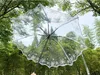 Parasol przezroczysty zagęszcza trzykrotnie kobiety deszczowe romantyczne pvc przezroczyste automatyczne parasol kwiatowy parasol dla dziewcząt dzieci YQ240105