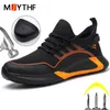 Fashion Safety Shoes Men Antismashing Steel Toe Cap Puncture Proof Intestructible Light Breatble Sneaker Work Quality 240105