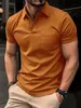 Camisa polo masculina de verão com bolso com zíper, manga curta, lapela sem costura resistente a rugas, pode ser combinada com qualquer coisa 240105