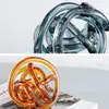 Geometric Twine Knot Glass Hollow Coil Winding Round Ball Transparent Sculpture Decorative Figurines Home Decoration Accessories 240105