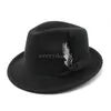 Chapeau Fedora en laine pour hommes et femmes, pour l'hiver et l'automne, élégant dame Gangster Trilby en feutre, chapeau de Jazz d'église, 55-58CM, nouvelle collection