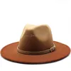 Chapéu fedora de duas cores feminino masculino aba larga feltro jazz chapéu senhoras festa boné superior retalhos chapeau sombreros de mujer