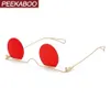 Peekaboo Mens Round Solglasögon Vintage Party Red Gold Circle Frameless Sun Glasögon för kvinnor Guldmetall UV400 MX200619304A