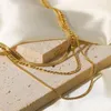 Kedjor ins rostfritt stål tre-lagers kedjehalsband 18k guldpläterad kvinnors mode all-match