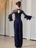 Stage Wear 2024 Hauts de danse modernes pour femmes Mesh Splicing Perspective Body Chacha Rumba Tango Robe Latin Practice DQS15276