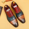 Tendance britannique Brock robe hommes en cuir couleur correspondant chaussures d'affaires sculpté Gentleman tête carrée à lacets Y