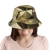 Berets 3D Shattered Gold Prism Bucket Hat For Women Men Students Foldable Bob Fisherman Hats Panama Cap Streetwear