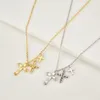 ANDYWEN Winter 925 Sterling Silver Gold Three Cross Pendant Charm Long Chain Necklace Fashion Fine Jewelry Gift 240104