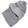 Basker plysch sladd halsduk ett stycke hatt kvinnors höst och vinter kallsäker pullover stickad termisk mös