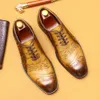 Men Shoe Genuine Leather Lace Up Fashion Oxford Pointed Toe Office Dress Wedding Black Formal Business S Brogue Shoes