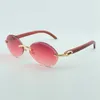 A3524016-7 fashion classic cutting lenses sunglasses natural original wooden temples retro oval glasses size 58-18-135mm