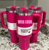 Cosmo Pink Pink Parade Target Red H2.0 Стаканы из нержавеющей стали на 40 унций Чашки с силиконовой ручкой Крышка Соломенные дорожные автомобильные кружки Продолжайте пить холодную доставку из США GG0105