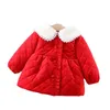 Down Coat Winter Baby Girls Single Breasted Solid Color Round Neck Fur Collar Padded For Children Drop Delivery Otcen