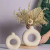 Nordic Vase Rund Hohl Keramik Donuts Blumentopf Home Wohnzimmer Dekoration Zubehör Innen Büro Desktop Dekor Geschenk 240105