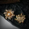 Studörhängen Vintage Zirconia Pearl Inlay Flower for Women Jewely Runway Party T Show Fancy Trendy Boho Ins Japan Korea