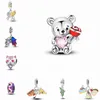 2024 Emaille Charms Perle 925 Sterling Silber CZ Bär süße Sport rosa Katze leuchtende Anhänger passen Pando Armband Halskette DIY Schmuck