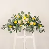 Artificial Lemon Lintel Wreath Vibrant Farmhouse Swag Front Door Home Decor Peonies Table Centerpiece Fake Peony 240105