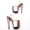 Upper 20cm / 8 pouces Shiny Pvc Electroplate Sandals Plateforme High Heel Sexy Model Chaussures Pole Dance 268 4012 81