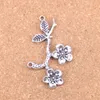 Charms 20st Flower Branch 50x31mm Antika hängsmycken Vintage Tibetan Silver smycken DIY för armbandhalsband