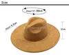 9.5 cm grande borda jazz fedora chapéus homens camurça tecido coração topo de feltro boné feminino designer de luxo festa cáqui aba larga chapéus