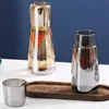 750/850 ml Glas-Teekanne-Set, Kaltwasserkrug, transparente Wasserkaraffe mit Becher, Glastasse, Wasserkocher für Zuhause, Nachttisch, 240105