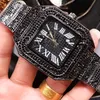 Goedkope ontwerper voor mannen Sant0s Starlight Filled the Sky 42 mm quartz uurwerk mineraal spiegelglas vintage tankhorloges diamanten rechthoek horloge geschenken