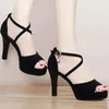 Sandaler Super High Heeled Women Sexy Spike Heels Platform Party Shoes Woman Crystal Buckle Ankel Strap