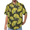 Mäns casual skjortor ginko biloba tryck gula blad semester skjorta hawaiian coola blusar man grafisk stor storlek