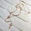 Colares Pingente Y Forma Beads Link Chain Cor de Ouro Virgem Maria Cruz Rosário Longo Colar Mulheres Meninas Jóias 60cm Spiriti Pray Venda