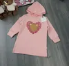 Niños Niñas Dibujos animados Amor Corazón Impreso Lindo Sudadera con capucha Vestido Sudadera Camisas de manga larga Recta 240104