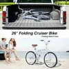 Fahrräder ZUKKA 26 Zoll Faltrad Flodable Silver Beach Cruiser Fahrrad Stahlrahmen Single Speed Für Erwachsene DamenfahrradL240105