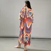 Mulheres Swimwear Flordevida Impresso Cover-Ups Mulheres Padrão Étnico Tie Dye Boho Beach Cover Ups para Vestido de Verão