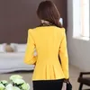 Ternos femininos COKAL preto Athleisure Comfort Jacket formal escritório trabalho dia terno bolso casaco fino amarelo