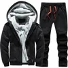 Men's Winter Jackets Thick Warm Jacket Brand Sportswear Coat Pants Solid Color Fleece Zipper Hooded Long Sleeved Male Outerwear 231229